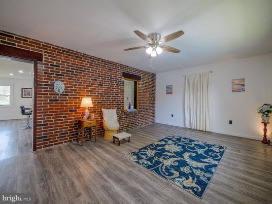 Home Office, Interior, Stone Walls, Wood Texture Flooring