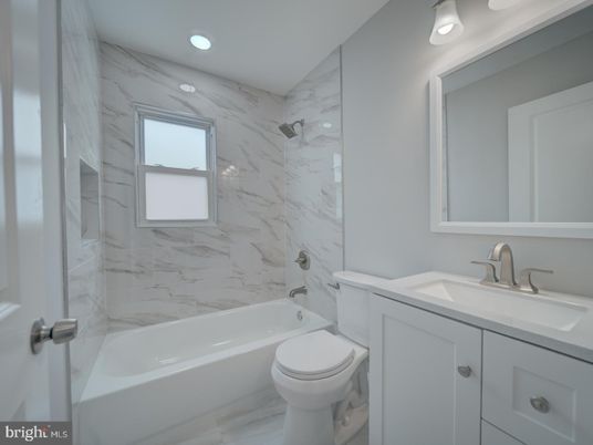 Bathroom, Interior, Marble Walls, Recessed Lighting