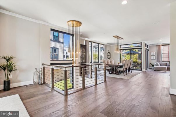 Dining room, Interior, Pendant Lights, Recessed Lighting, Wood Texture Flooring
