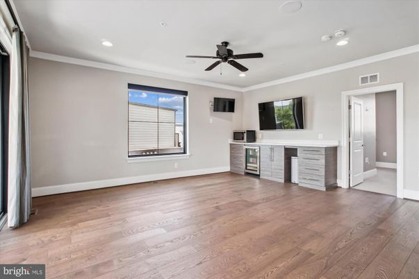 Empty room, Interior, Kitchen, Recessed Lighting, Wood Texture Flooring