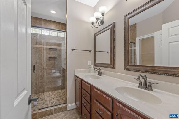 Bathroom, Dual Sink Vanities, Glass Shower, Interior, Recessed Lighting