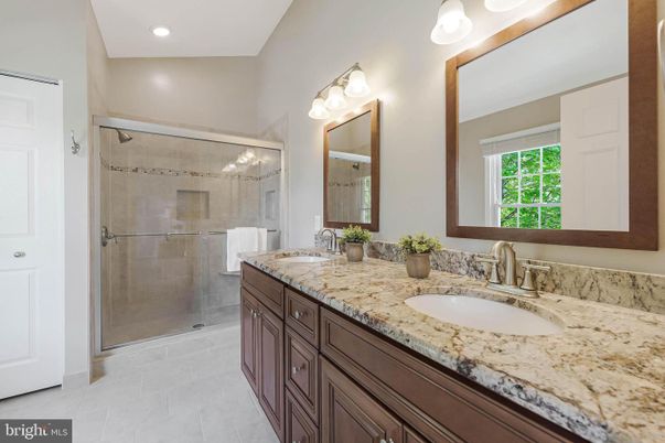 Bathroom, Dual Sink Vanities, Glass Shower, Interior, Recessed Lighting