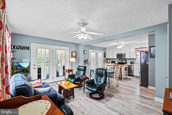 Interior, Kitchen, Living room, Stainless Steel Appliances, Wood Texture Flooring