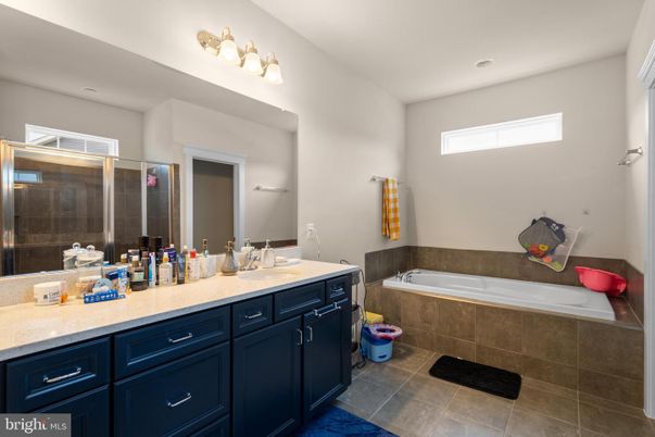 Bathroom, Dual Sink Vanities, Glass Shower, Interior, Recessed Lighting