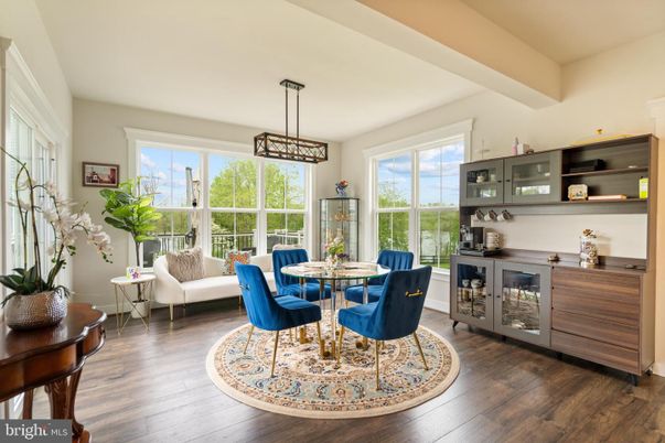 Dining room, Interior, Living room, Pendant Lights, Wood Texture Flooring