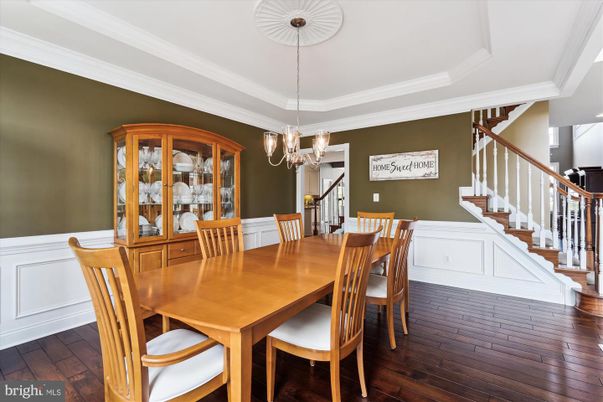 Chandelier, Dining room, Interior, Wood Texture Flooring