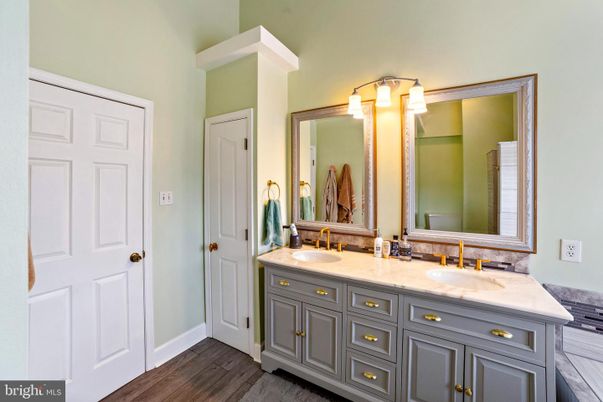 Bathroom, Dual Sink Vanities, Interior, Wood Texture Flooring