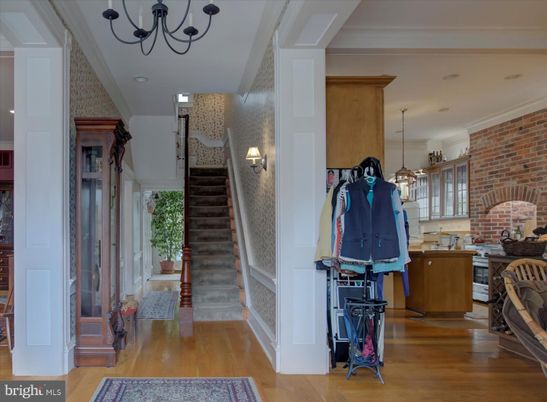 Chandelier, Interior, Pendant Lights, Stone Walls, Wood Texture Flooring