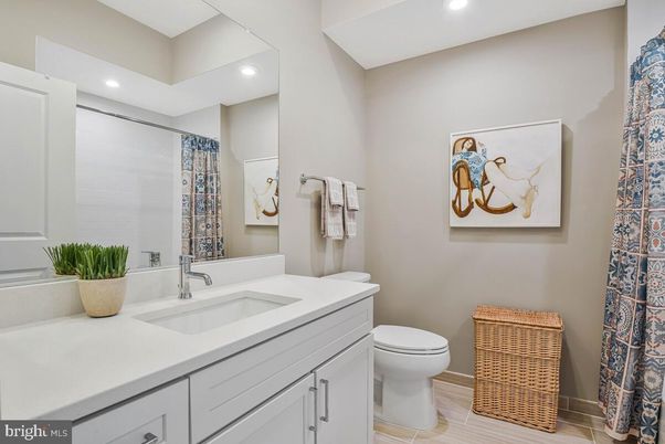 Bathroom, Interior, Recessed Lighting, Wood Texture Flooring