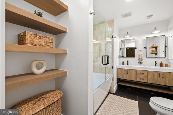 Bathroom, Dual Sink Vanities, Glass Shower, Interior
