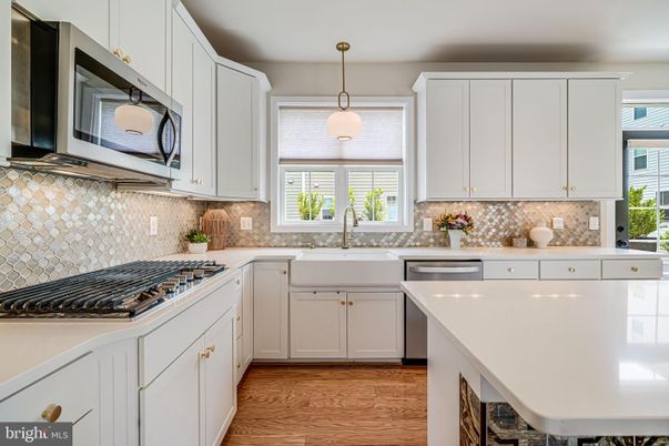 Interior, Kitchen, Pendant Lights, Stainless Steel Appliances, Wood Texture Flooring