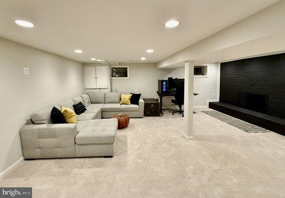 Fireplace, Home Office, Interior, Living room, Recessed Lighting