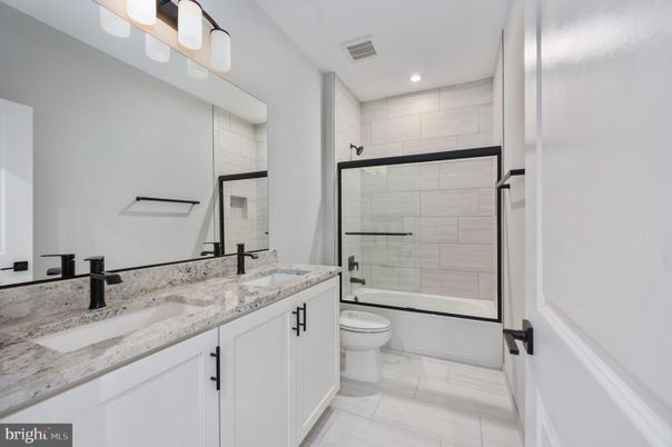 Bathroom, Dual Sink Vanities, Glass Shower, Interior, Recessed Lighting