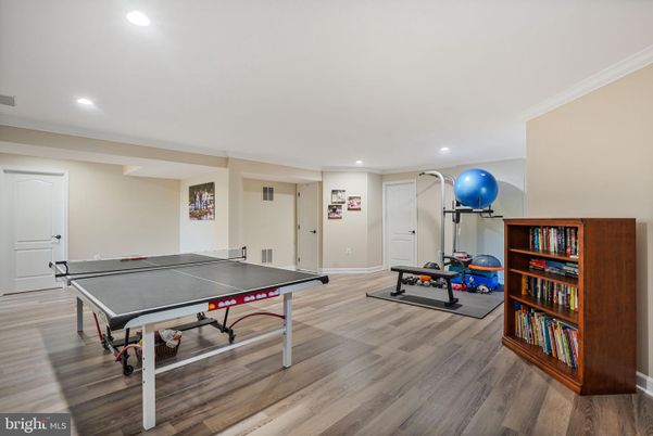 Fitness Equipment, Game Room, Interior, Recessed Lighting, Wood Texture Flooring