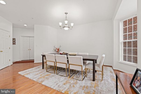 Chandelier, Dining room, Interior, Recessed Lighting, Wood Texture Flooring