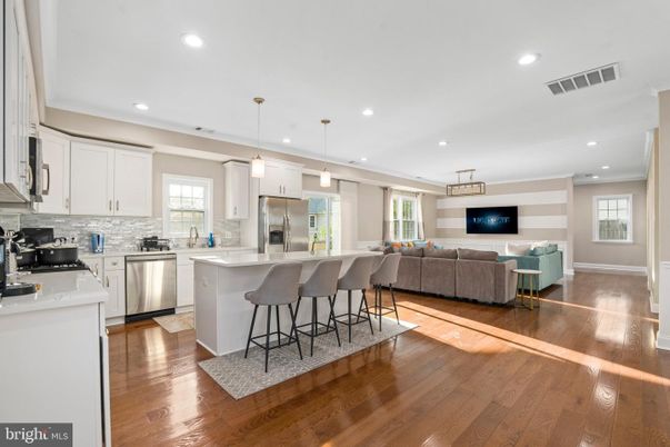 Interior, Kitchen, Living room, Pendant Lights, Recessed Lighting, Stainless Steel Appliances, Wood Texture Flooring