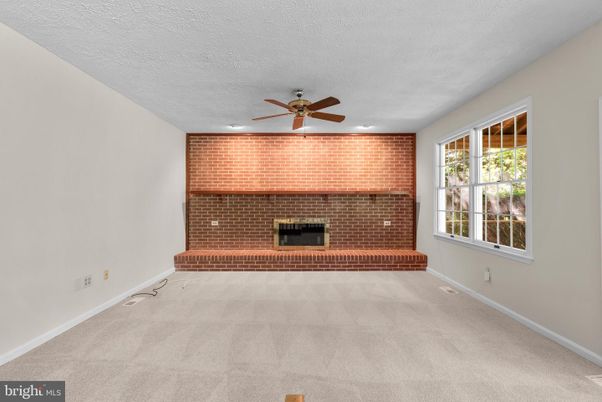 Empty room, Fireplace, Interior, Recessed Lighting, Stone Walls
