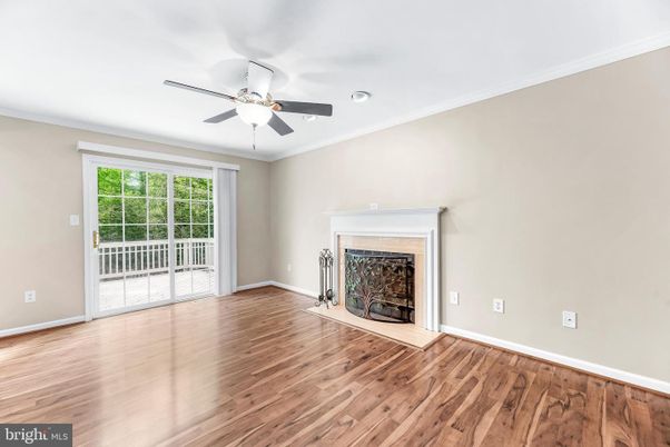 Empty room, Fireplace, Interior, Recessed Lighting, Wood Texture Flooring