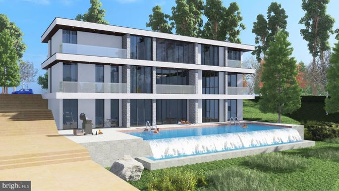 Backyard, Exterior, Facade, Pool, Modern