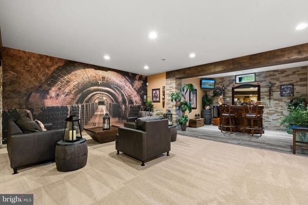 Interior, Living room, Recessed Lighting, Stone Walls
