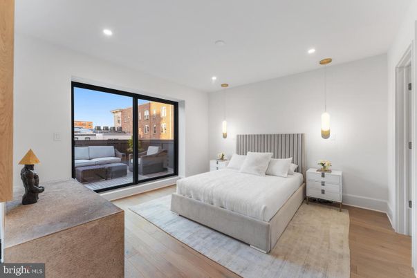 Bedroom, Interior, Pendant Lights, Recessed Lighting, Wood Texture Flooring