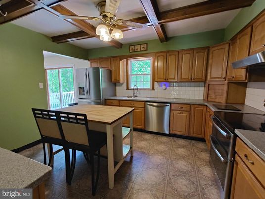 Interior, Kitchen, Stainless Steel Appliances, Wooden Beams