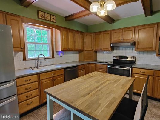 Interior, Kitchen, Stainless Steel Appliances, Wooden Beams