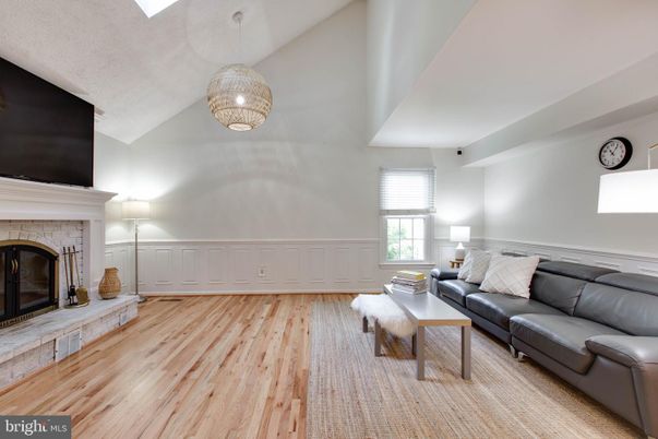 Fireplace, Interior, Living room, Pendant Lights, Wood Texture Flooring