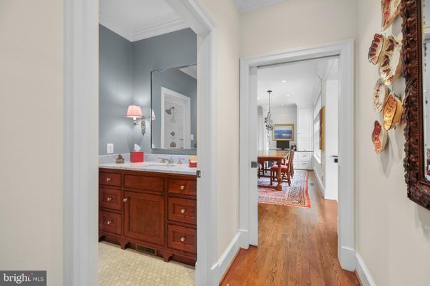 Bathroom, Dining room, Interior, Recessed Lighting, Wood Texture Flooring