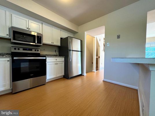 Interior, Kitchen, Stainless Steel Appliances, Wood Texture Flooring