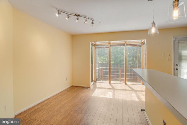 Empty room, Interior, Pendant Lights, Wood Texture Flooring