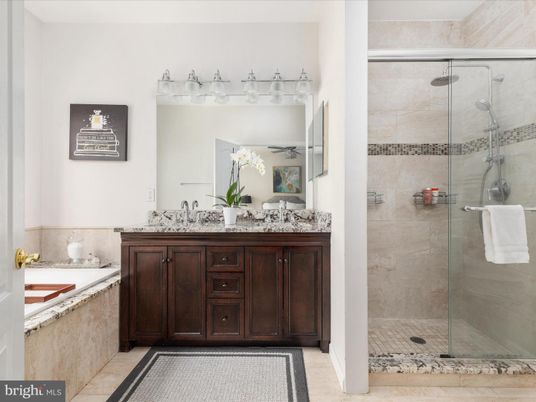 Bathroom, Dual Sink Vanities, Glass Shower, Interior