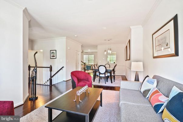 Dining room, Interior, Living room, Pendant Lights, Recessed Lighting, Wood Texture Flooring