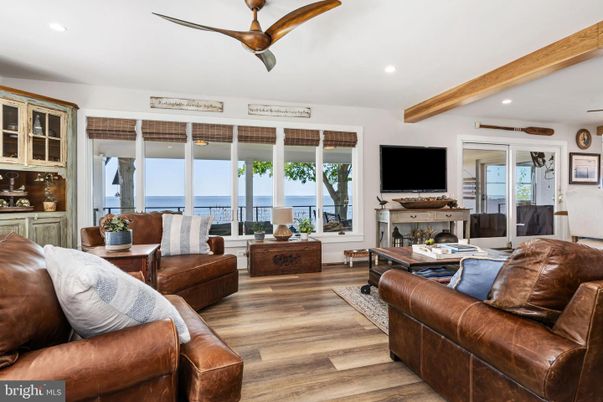 Interior, Living room, Recessed Lighting, Water, Wooden Beams, Wood Texture Flooring