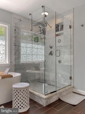 Bathroom, Glass Shower, Interior, Marble Walls