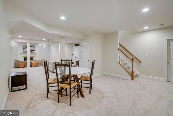Dining room, Fireplace, Interior, Recessed Lighting