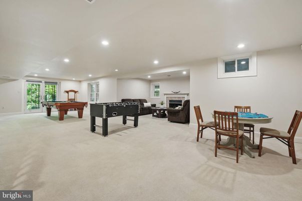 Billiard Table, Dining room, Fireplace, Game Room, Interior, Living room, Recessed Lighting