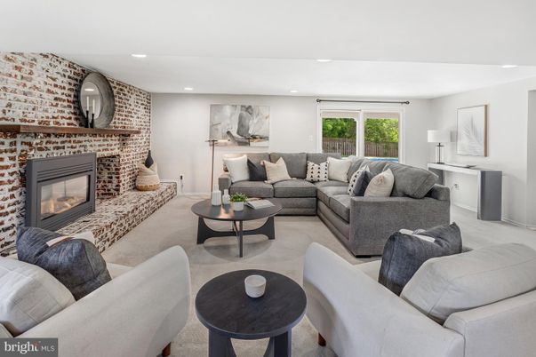 Fireplace, Interior, Living room, Recessed Lighting, Stone Walls