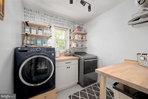 Interior, Washer, Wood Texture Flooring