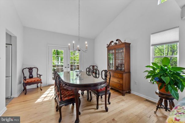 Chandelier, Dining room, Interior, Pendant Lights, Wood Texture Flooring