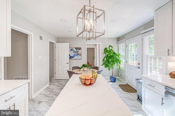 Interior, Kitchen, Marble, Pendant Lights, Recessed Lighting