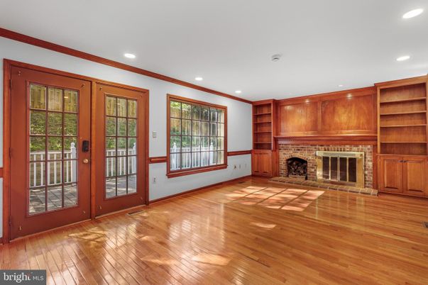 Empty room, Fireplace, Interior, Recessed Lighting, Wood Texture Flooring, Wooden Walls