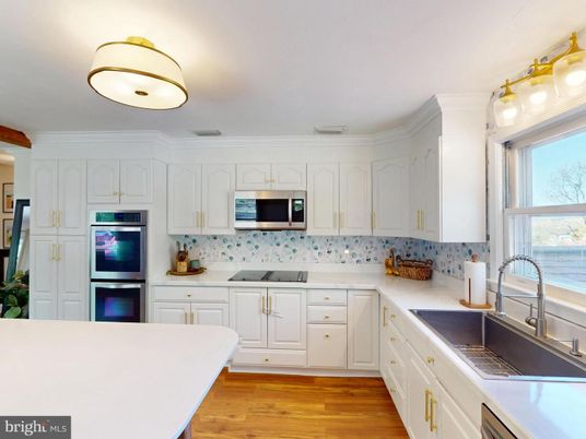 Interior, Kitchen, Stainless Steel Appliances, Wood Texture Flooring