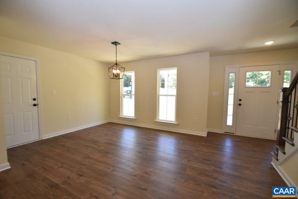 Empty room, Interior, Pendant Lights, Recessed Lighting, Wood Texture Flooring