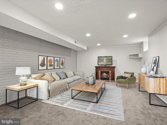 Fireplace, Interior, Living room, Recessed Lighting, Stone Walls