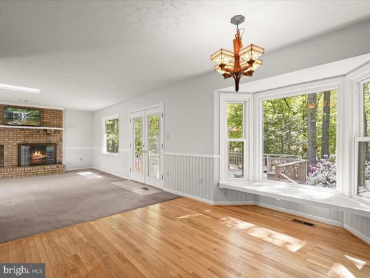 Chandelier, Empty room, Fireplace, Interior, Wood Texture Flooring