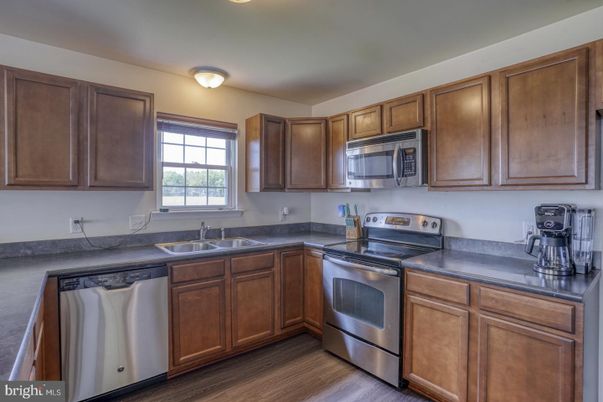 Interior, Kitchen, Stainless Steel Appliances, Wood Texture Flooring