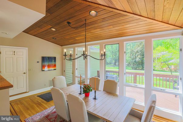 Dining room, Interior, Recessed Lighting, Wooden Ceilings, Wood Texture Flooring