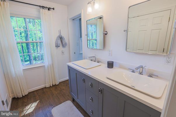 Bathroom, Dual Sink Vanities, Interior, Wood Texture Flooring