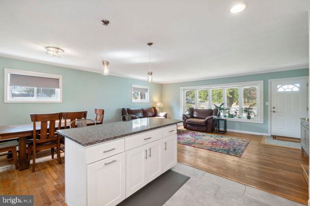 Dining room, Interior, Pendant Lights, Recessed Lighting, Wood Texture Flooring